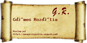 Gémes Rozália névjegykártya