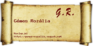 Gémes Rozália névjegykártya